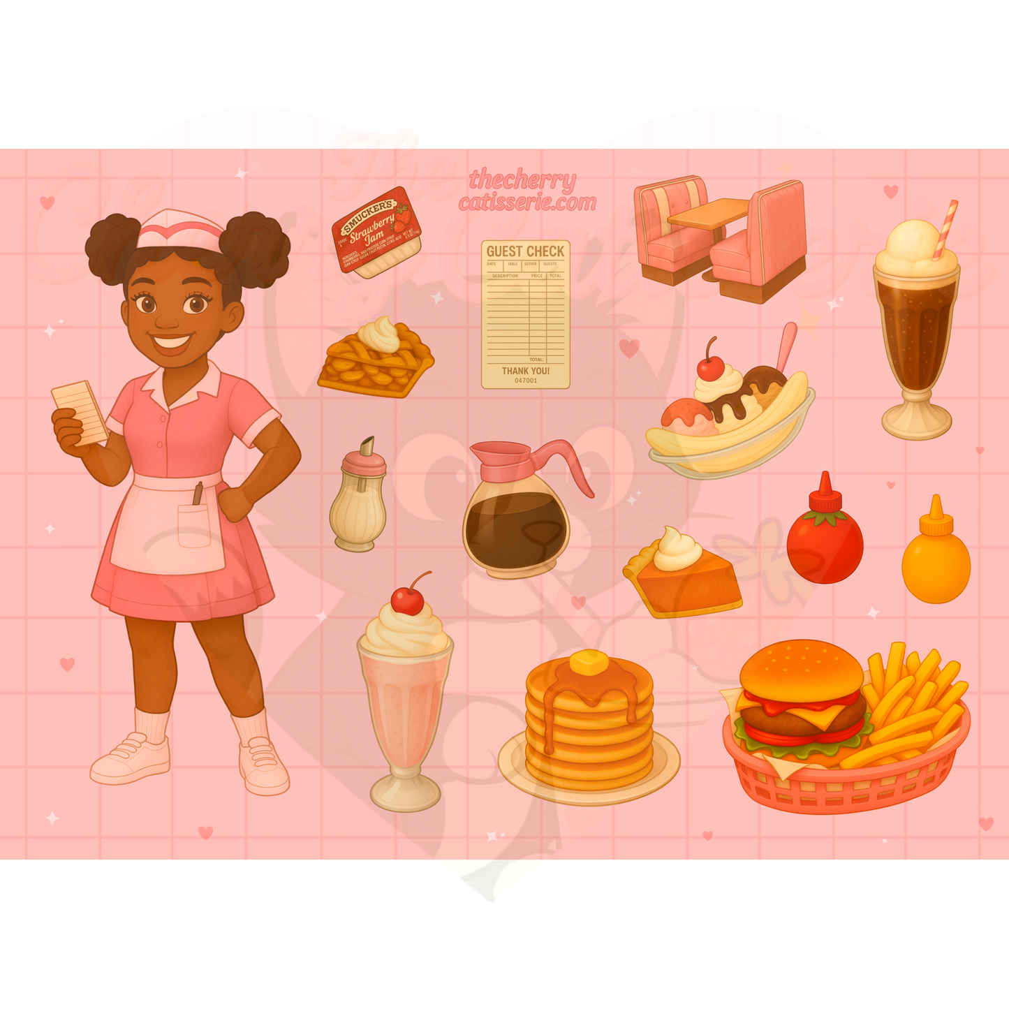 The cherry diner sticker sheet